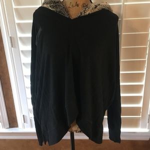 Black Faux Fur Hooded Sweater